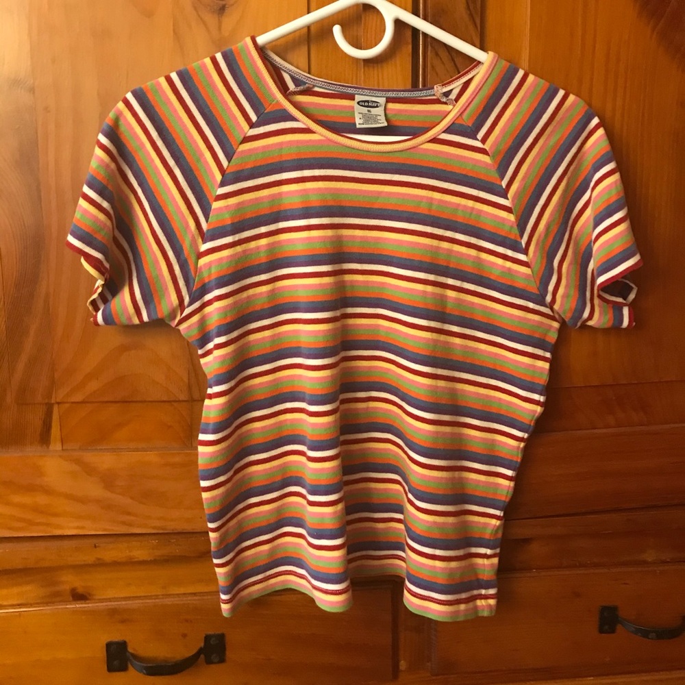 Rainbow striped old navy tee
